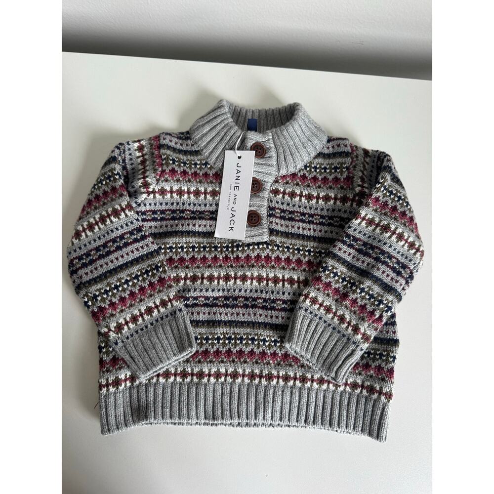 Janie and Jack Knit Sweater Fair Isle 6-12 Months Nordic Holiday Scandinavian
